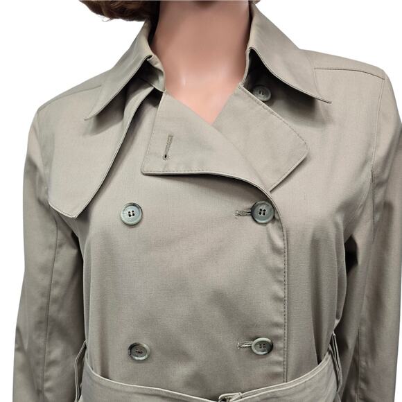 Vintage London Fog Iconic Trench Coat 8 Pet Double Breasted Belted Union Made 8P - Picture 4 of 12